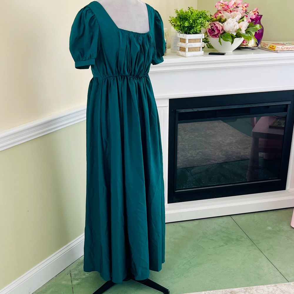 Green Square Neck Maxi Dress M Nwot - image 3